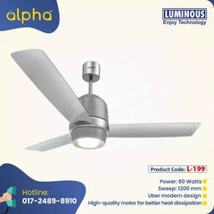 Luminous New York Manhattan 48'' (Moonlight Silver) L-199 - Ceiling Fan - Best Ceiling Fan Price in Bangladesh  | Alphaeshop.store