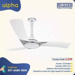 Luminous Raptor 48'' (Chrome White) L-210 - Ceiling Fan - Best Ceiling Fan Price in Bangladesh  | Alphaeshop.store