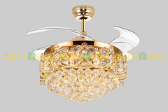 Luxury Chandelier 42'' Golden Crystal Underlight with Remote control Ceiling fan CF-612