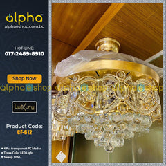 Luxury Chandelier 42'' Golden Crystal Underlight with Remote control Ceiling fan CF-612