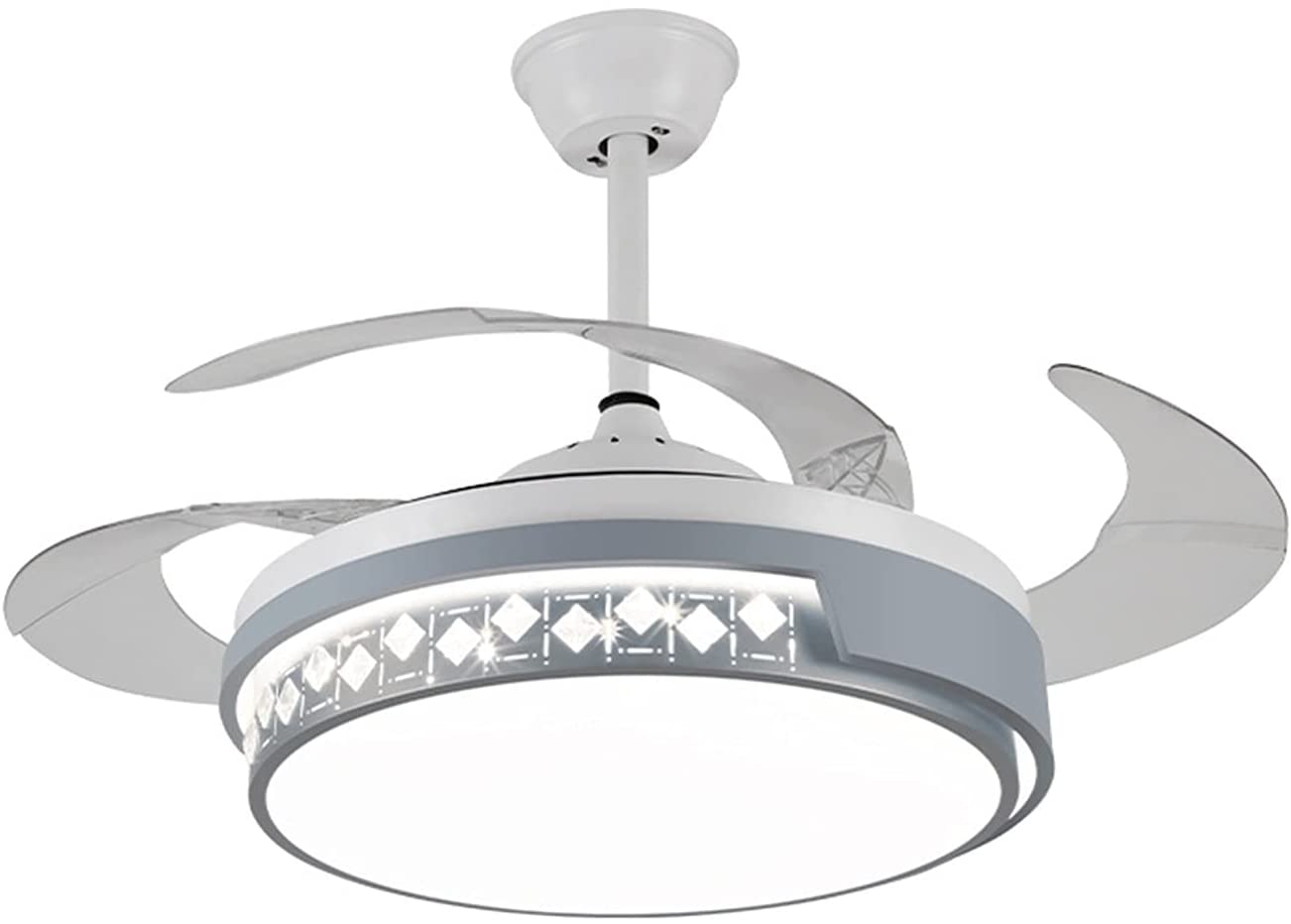 Luxury 42  Modern silent Invisible Blade Remote  Chandelier Ceiling Fan (White ) CF-648