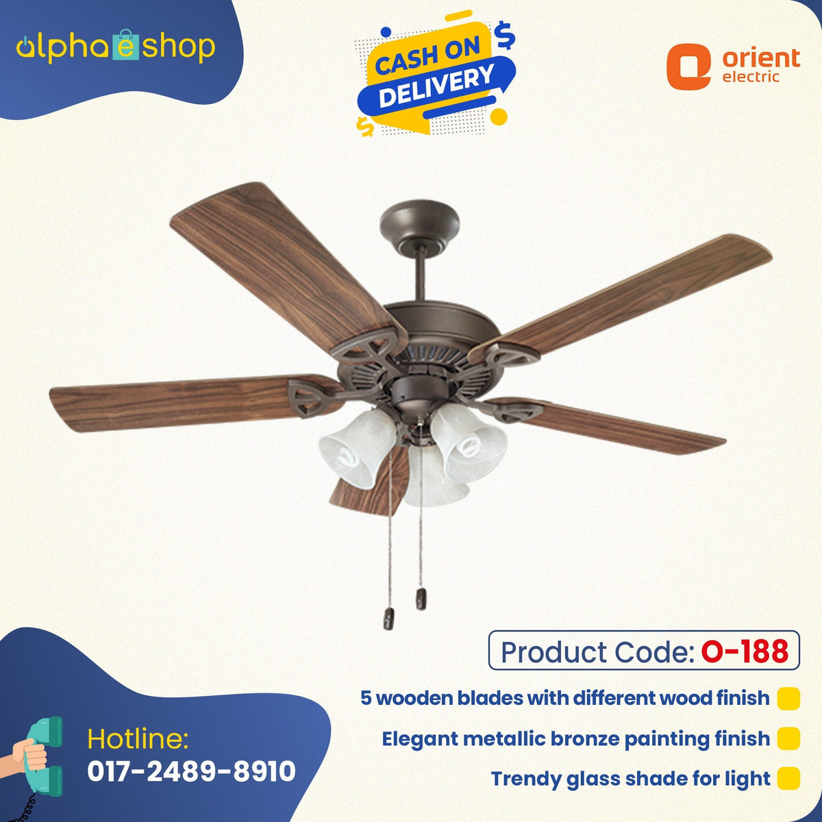 Orient Woodwind  52'' Underlight Ceiling Fan Metallic Bronze  (O-188)