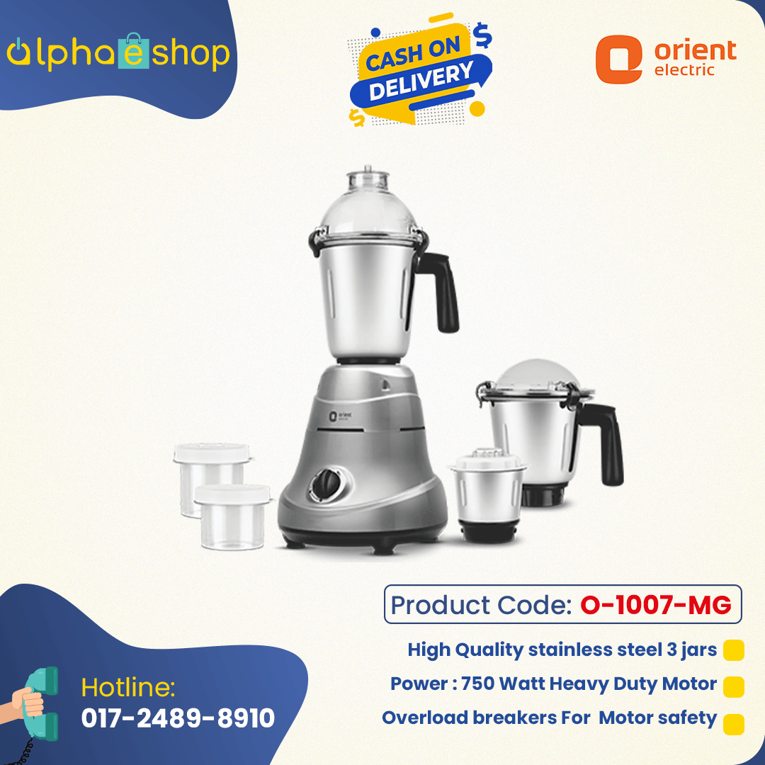 Orient Miracle 750 W 3 Jars Mixer Grinder (White) O-1007-MG