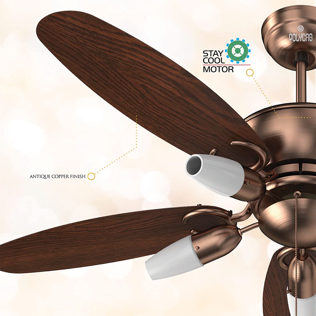 Polycab Superia SP02 48"  Designer Underlight Ceiling Fan (Antique Copper Rosewood)  PC-101