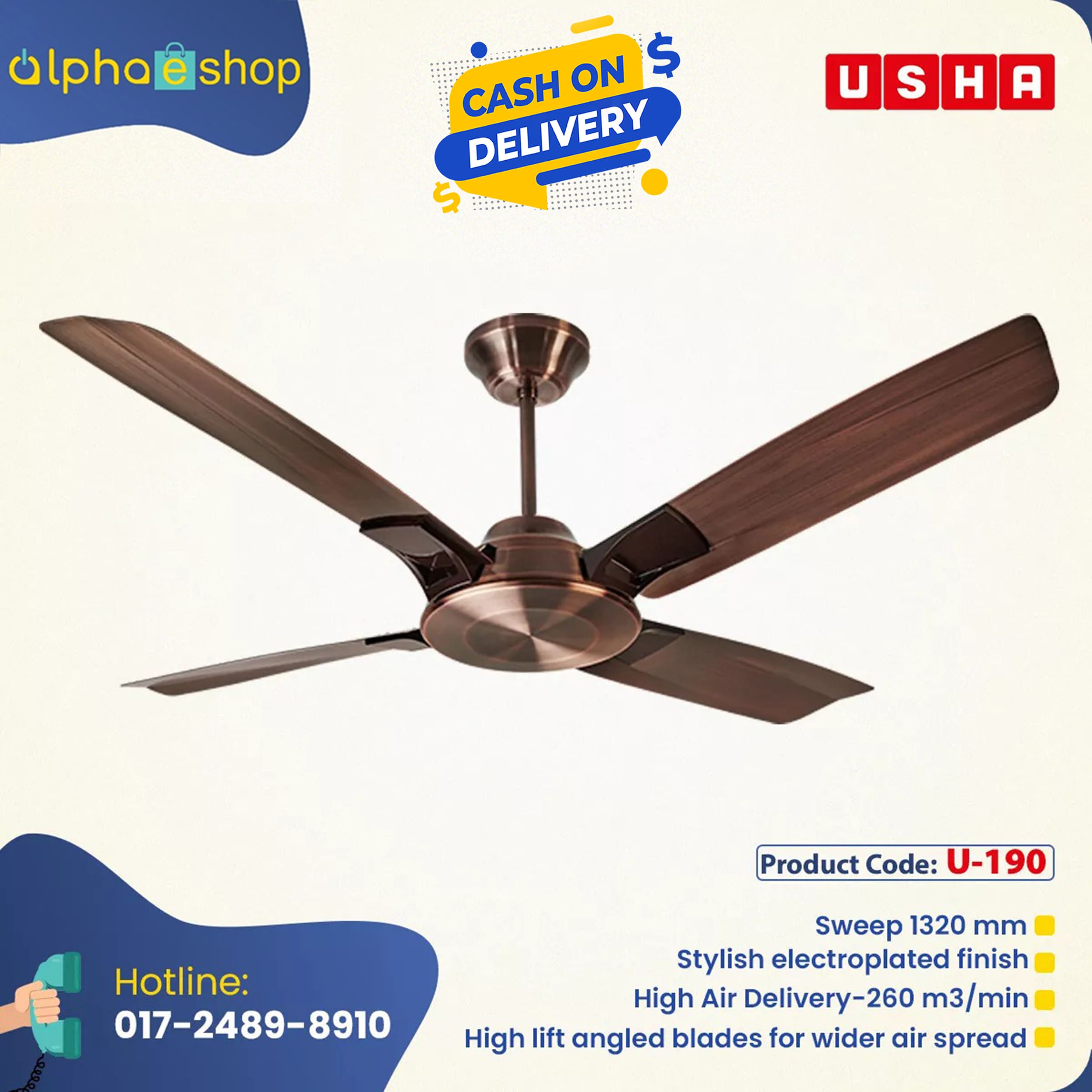 Usha Aldora 53” (Antique Copper) U-190.