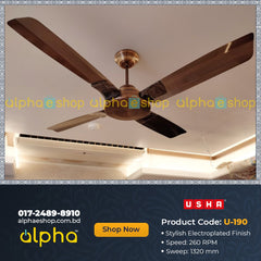 Usha Aldora 53'' (Antique Copper) U-190 - Ceiling Fan - Best Ceiling Fan Price in Bangladesh  | Alphaeshop.store