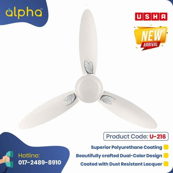 Usha Bloom Magnolia 50'' Anti Dust Ceiling Fan (Sparkle White) U-216