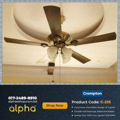 Crompton Jupiter 48" Decorative Ceiling Fan with Lights (Brass) C-214