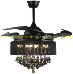 Yamada Alpha Chandelier 48'' Black Crystal Underlight with Remote control Ceiling fan Y-511